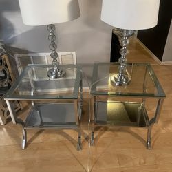 Chrome and Glass End Tables
