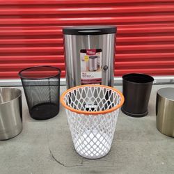 Lots of (6) Trash Cans, Different Style Size, and Finish