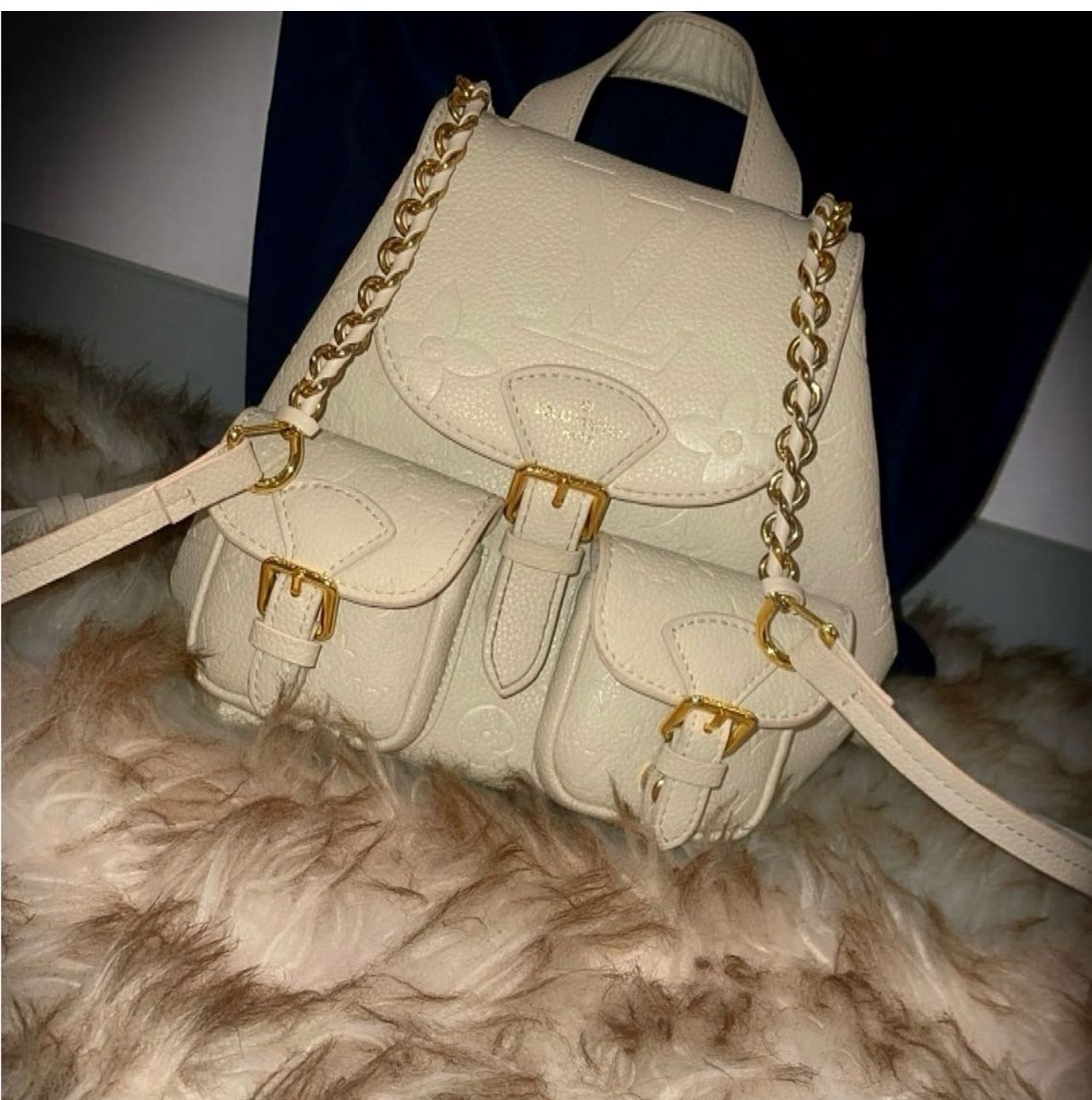 Louis Vuitton Montsouris BB Backpack Cream Monogram Empreinte Leather πΌβ¨