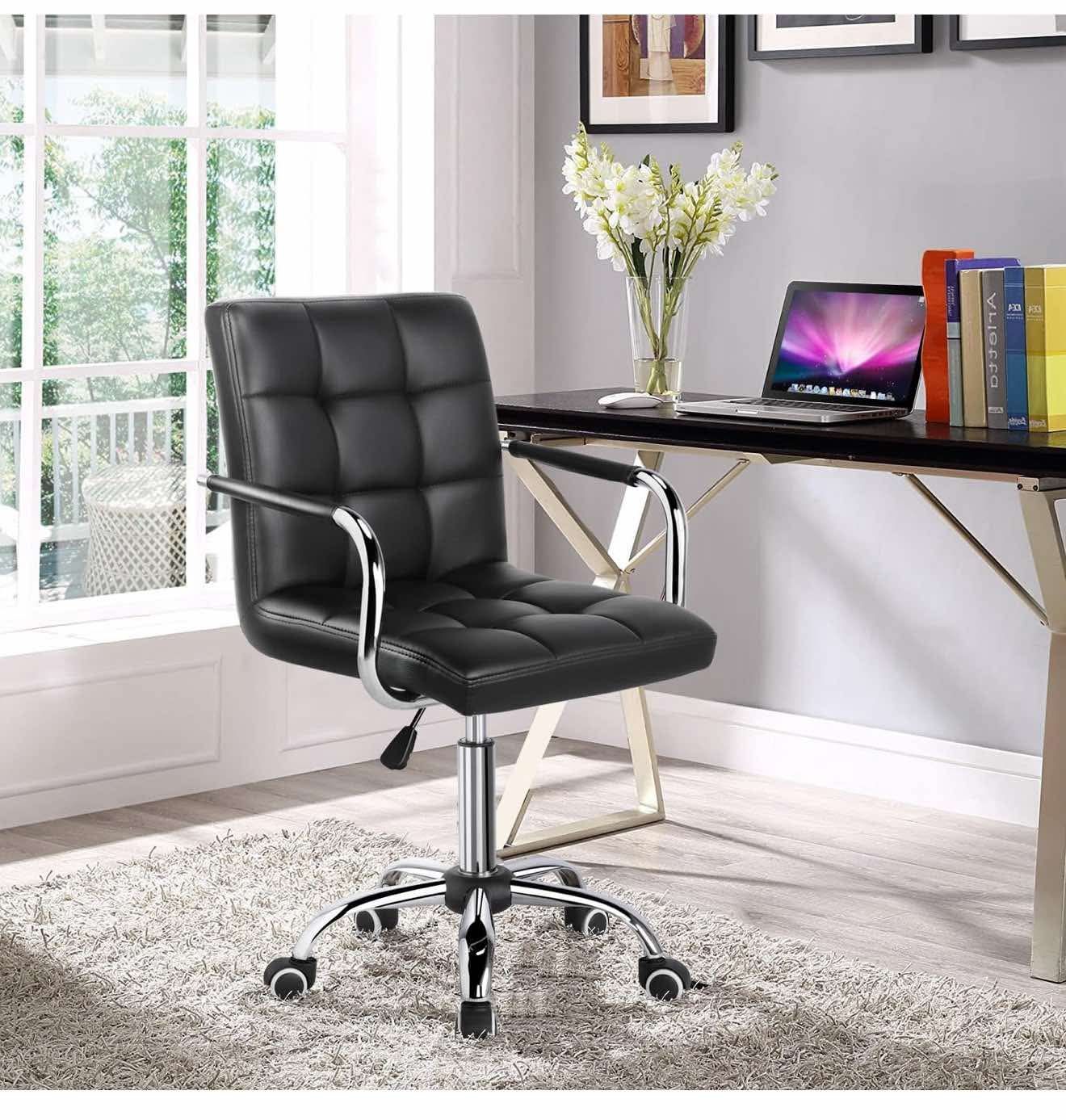 Desk Chair - Office Chair with Arms/Wheels for Black P-6