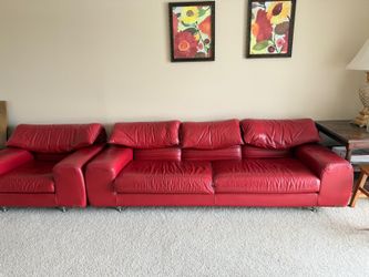Italian Red Leather Sofa