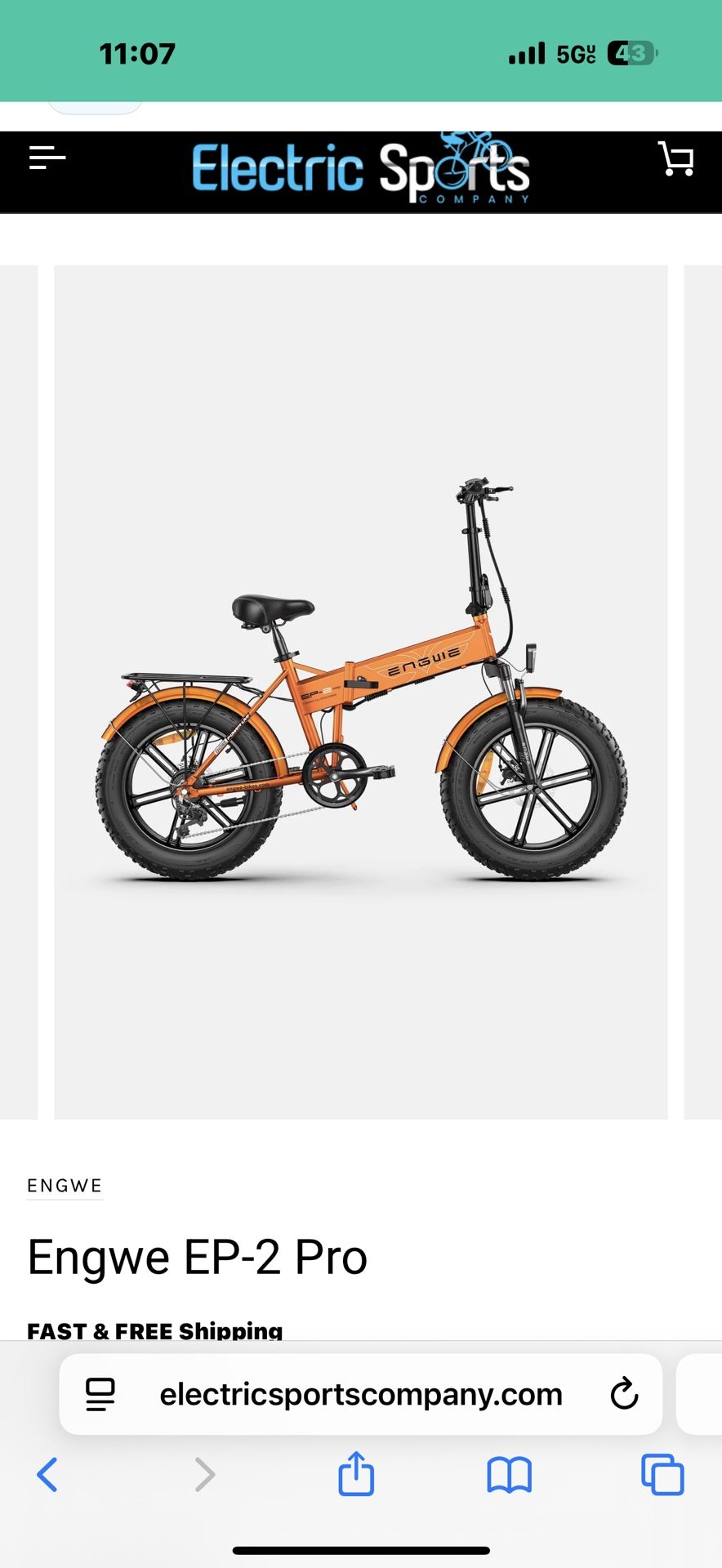 Enguie EP-2 Pro Folding Electric Bike. NEW!!