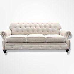 Free Delivery 🚚 Tufted Cream Sofa 89"W x 33”D x 41"H