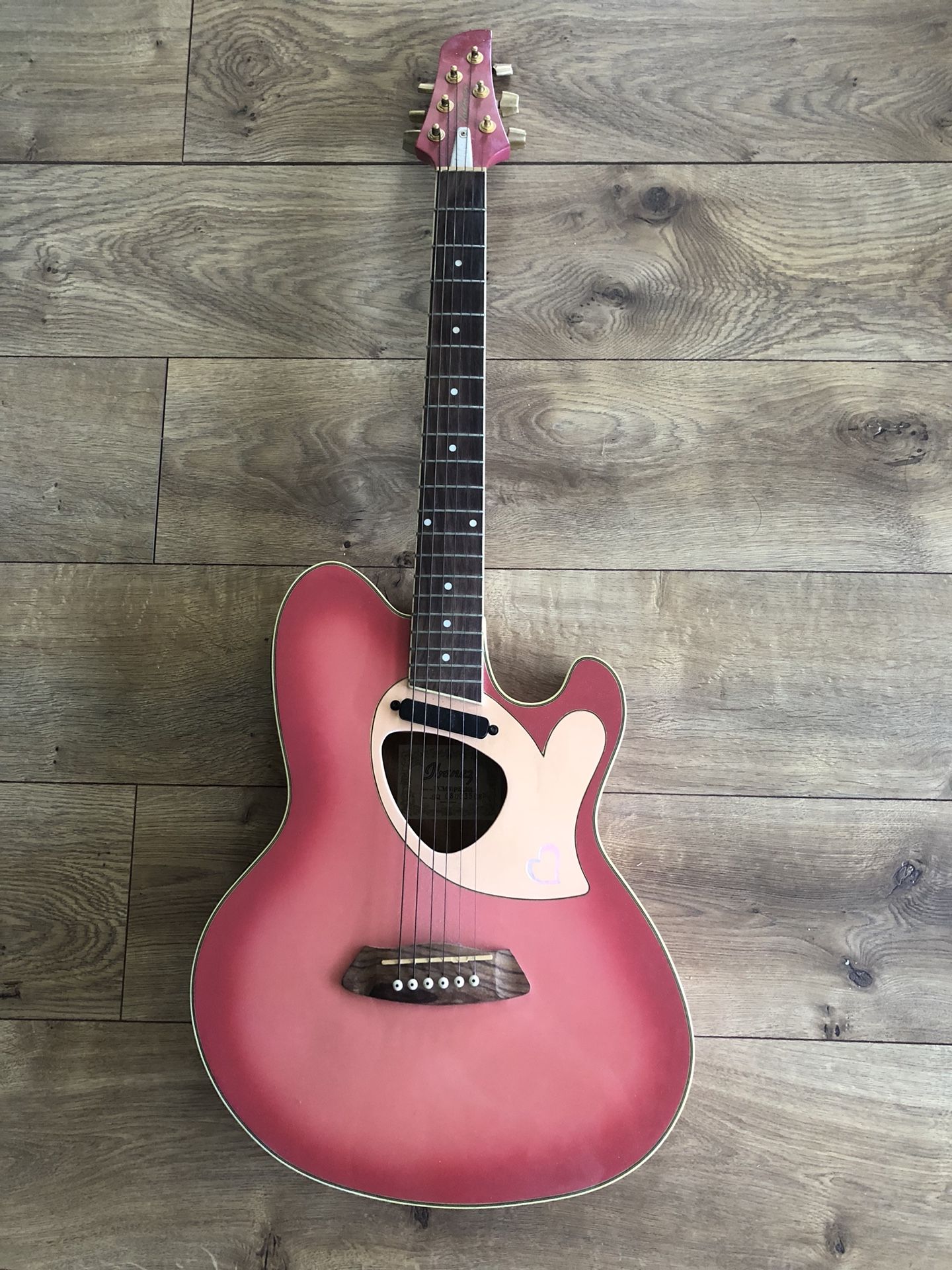 Ibanez Talman electroacoustic pink guitar