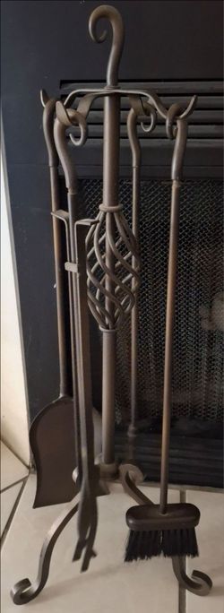 Rod iron fireplace tools