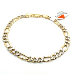 10k Gold Bracelet 8” Hollow Diamond Cut Figaro 5.3mm 3.6grams 142110 13