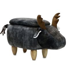 Critter Sitters 15-In. Seat Height Dark Gray Elk Animal Shape Storage Ottoman - Furniture for Nurser