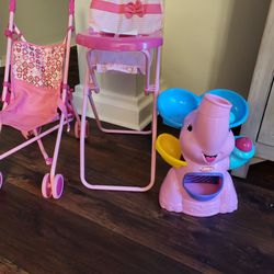 Pending Cute Baby Stroller/elephant Toy - Highchair SOLD 