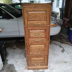 4 Drawer Wooden File Cabinet With Key 35" X 18.5" X 24"