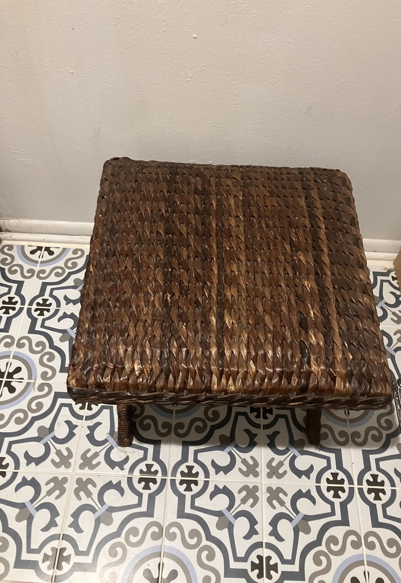 Boho Woven Accent Table / Ottoman