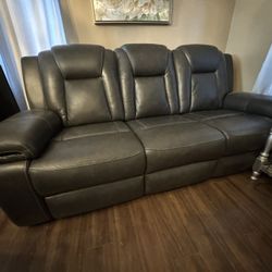 3-seat Recliner Leather Sofa