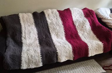 Handmade Crochet Striped Throw Blanket