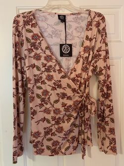Bobeau Printed Long Sleeve Shirt L NWT