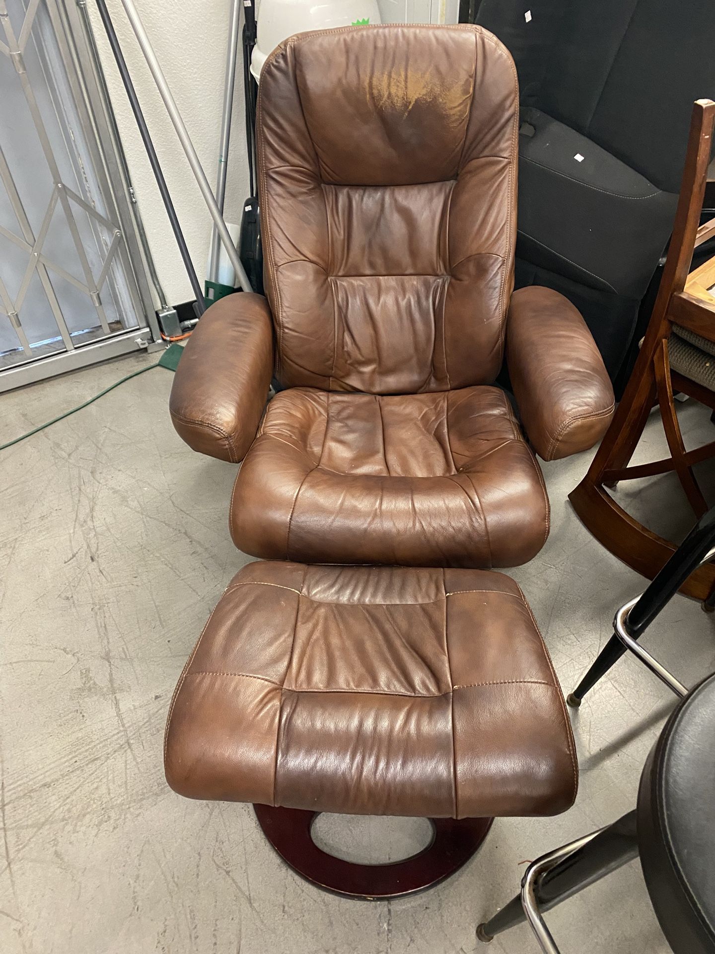 Leather Recliner And Ottoman