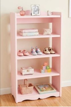 Pink Wood 5-Shelf Bookcase