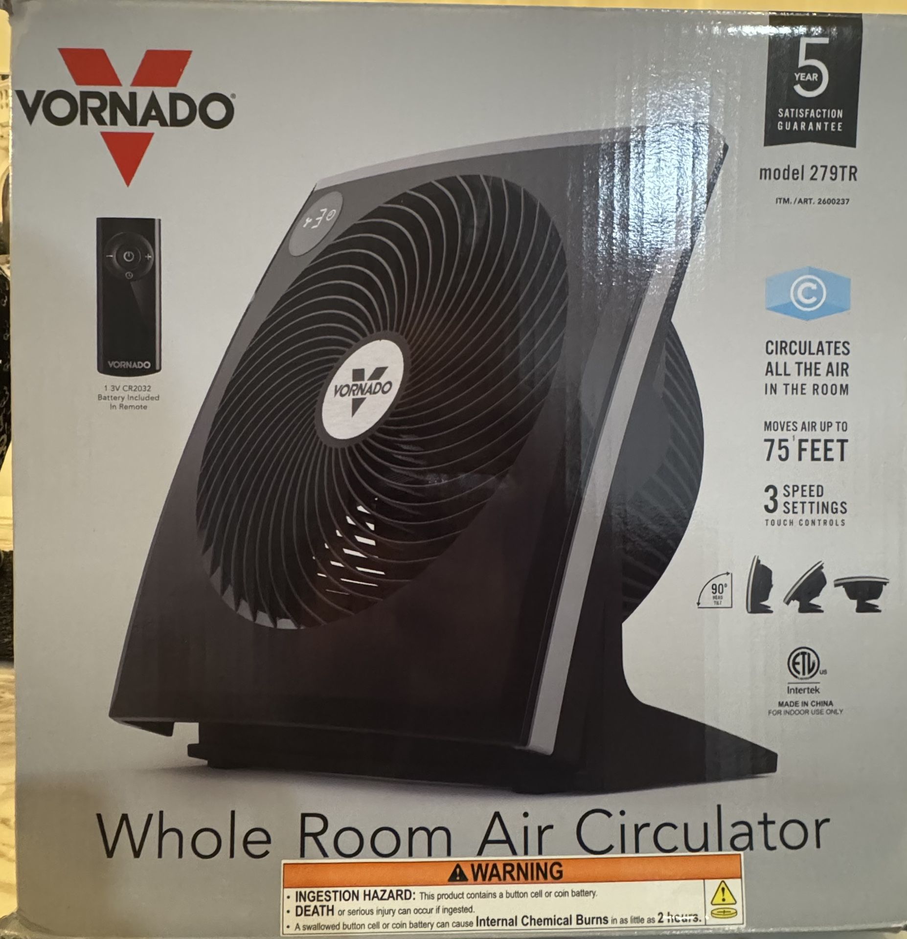 Vornado While Room Air Circulator Model 279TR