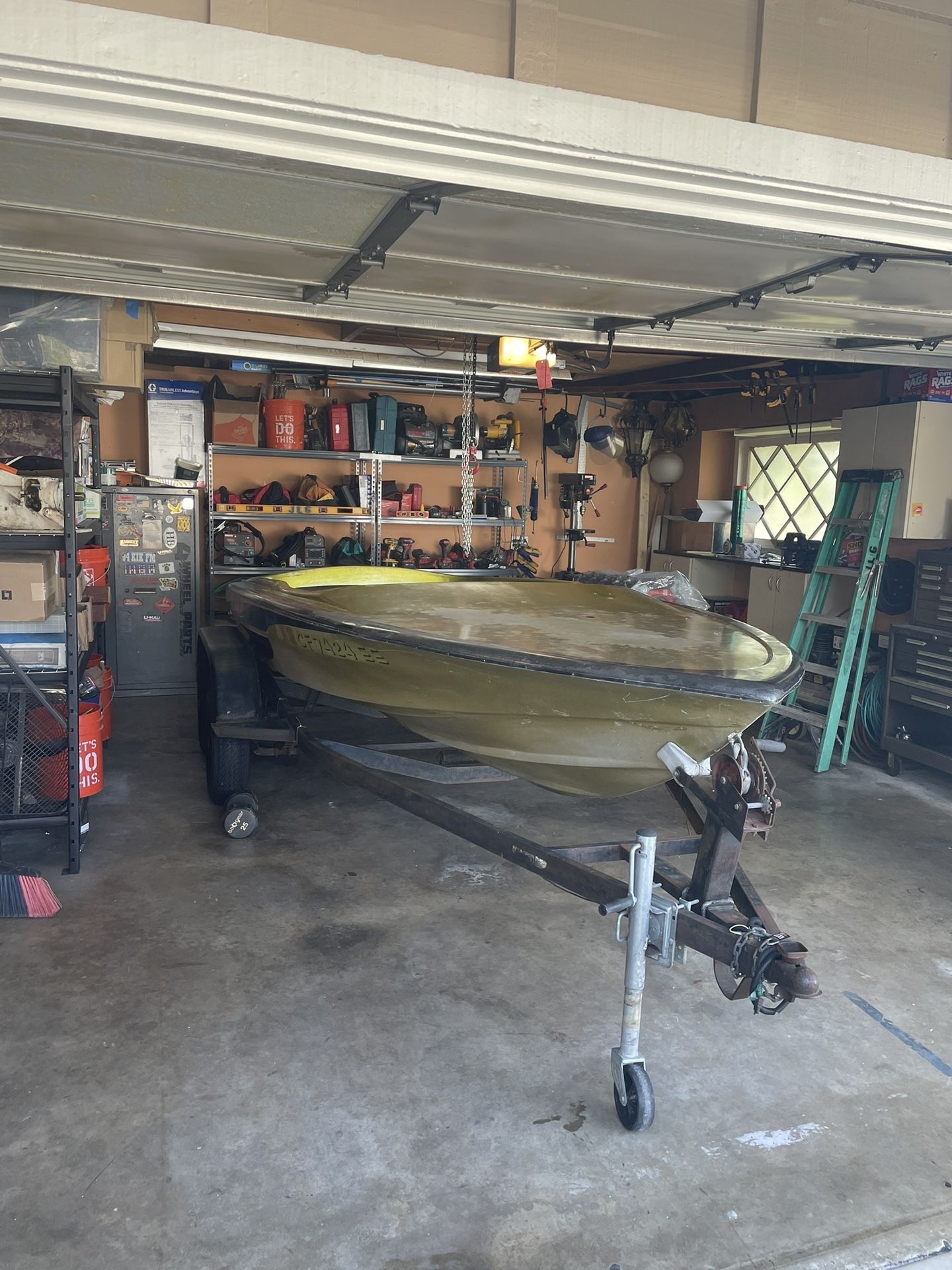 1968 16ft Tahiti Jet Boat Hull and Tandem Trailer