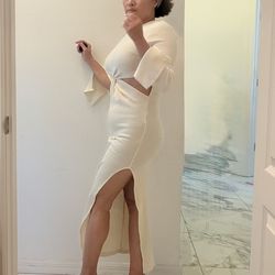 Twisted Cut-Out Ribbed Maxi Dress