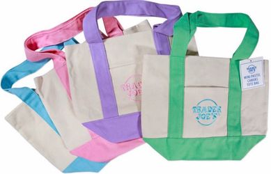 Trader Joe's Mini Pastel Canvas Tote Bags