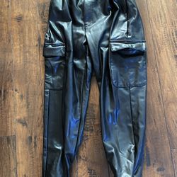 Abercrombie & Fitch Faux Leather Black Joggers Sz S