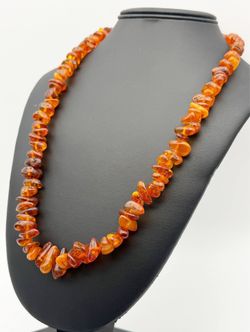 Vintage Natural Baltic Amber 25” Necklace Orange Cognac color 54g