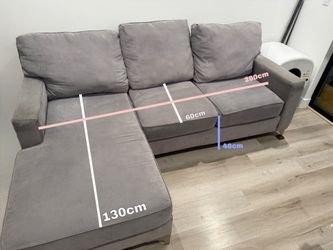 Grey Fabric L-Shape Sectional Sofa