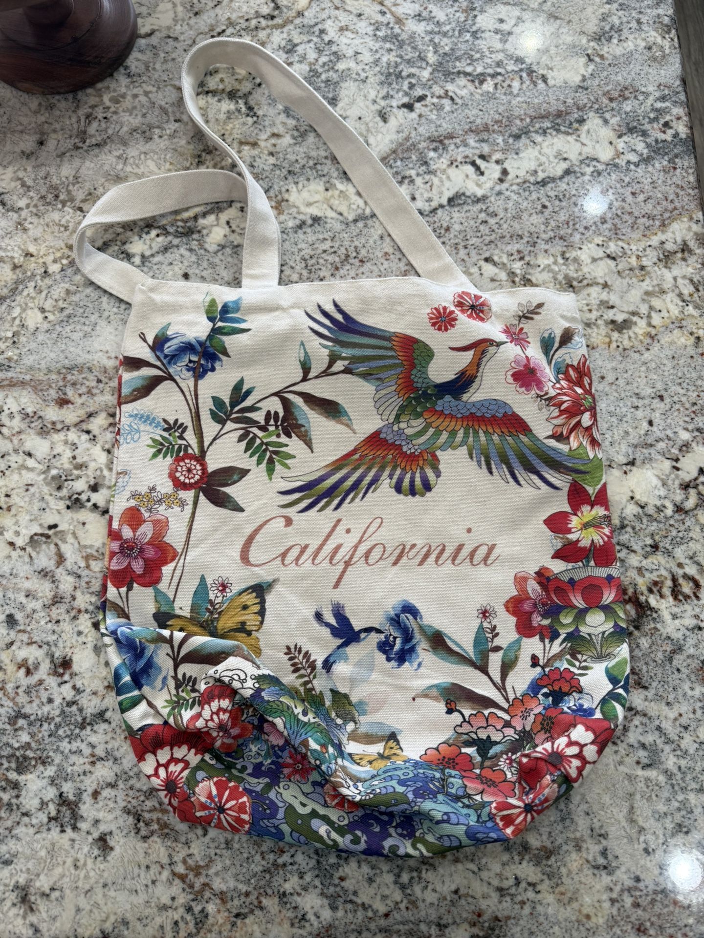 Johnny Was California Tote Bag Colorful Floral Embroidered Phoenix Design