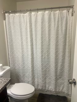 White Tufted Diamond Shower Curtain