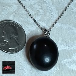  80MM.  *SHUNGITE*   SPHERE ON AN 18-IN STERLING SILVER CHAIN. PLEASE NOTE: *PRICE IS MARKED FIRM* (NC-84493 MEANING👇👇👇)