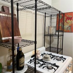 Expandable Metal Hanging Storage Organizer Rack Wardrobe with Shelves