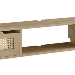 Modern Rattan Floating TV Stand / Media Console – Excellent Condition
