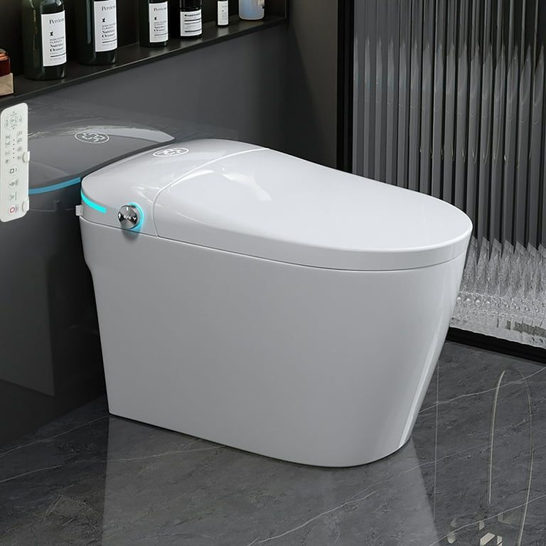 Smart Toilet with Bidet, Auto Open/Close Lid Toilet with Auto-Flush, Adjustable Heater Warm Wind,Seat,Cleaning Water,Includes Remote Control and Water