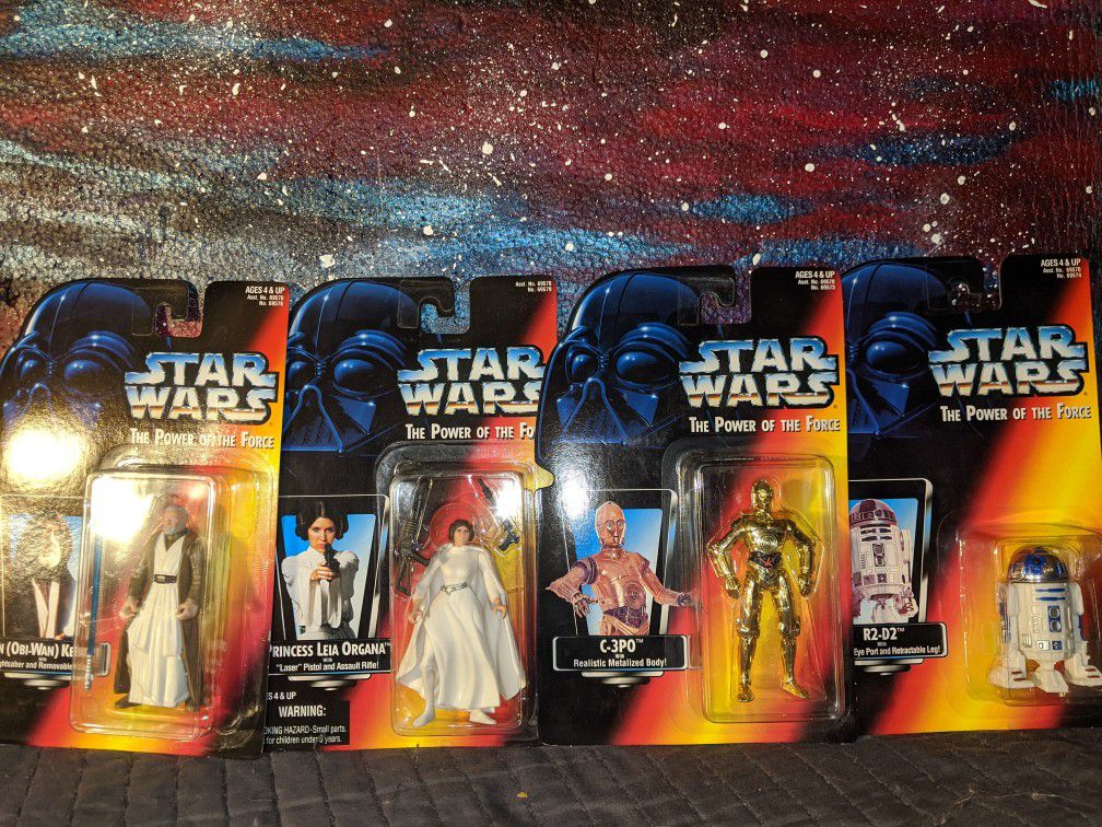 Vintage Kenner Star Wars Action Figures Lot New in Box Princess Leia Organa C3PO R2D2 Obi Wan Kenobi
