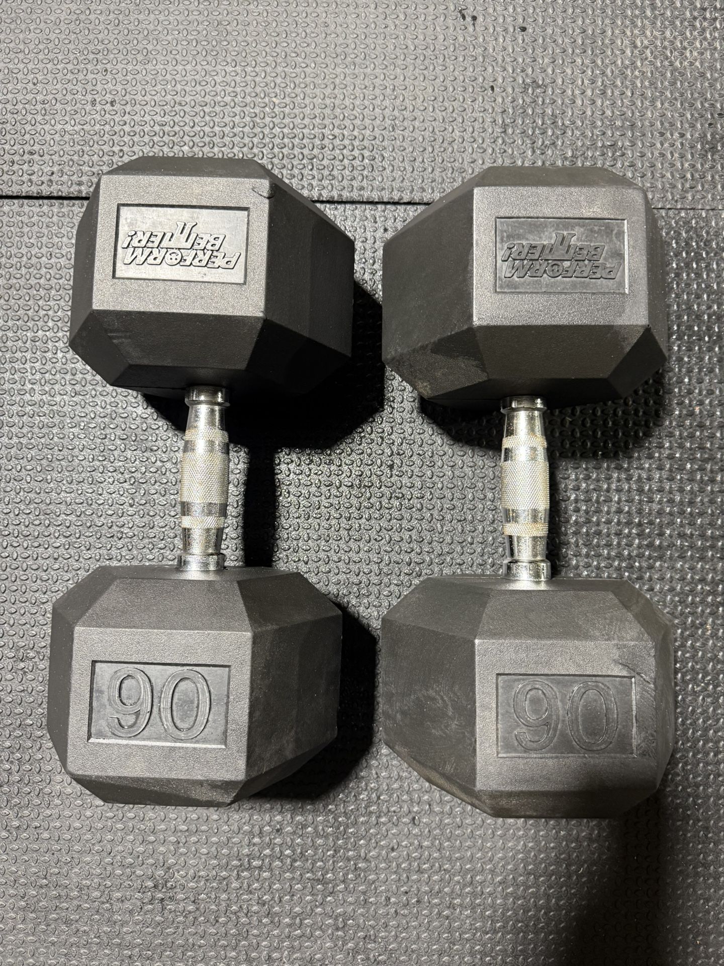 Set of 90 Lb Hex Dumbbells