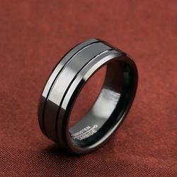 Men's Size 12 Black Matte Titanium Ring