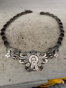 Vintage Mexican Sterling Silver Statement Necklace