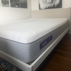 Purple Hybrid Queen Mattress + IKEA bed frame 