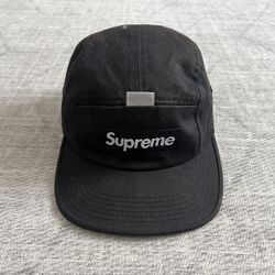 Supreme NY Reflective Tab Pocket Camp Cap Streetwear Black 5 Panel Skater Hat