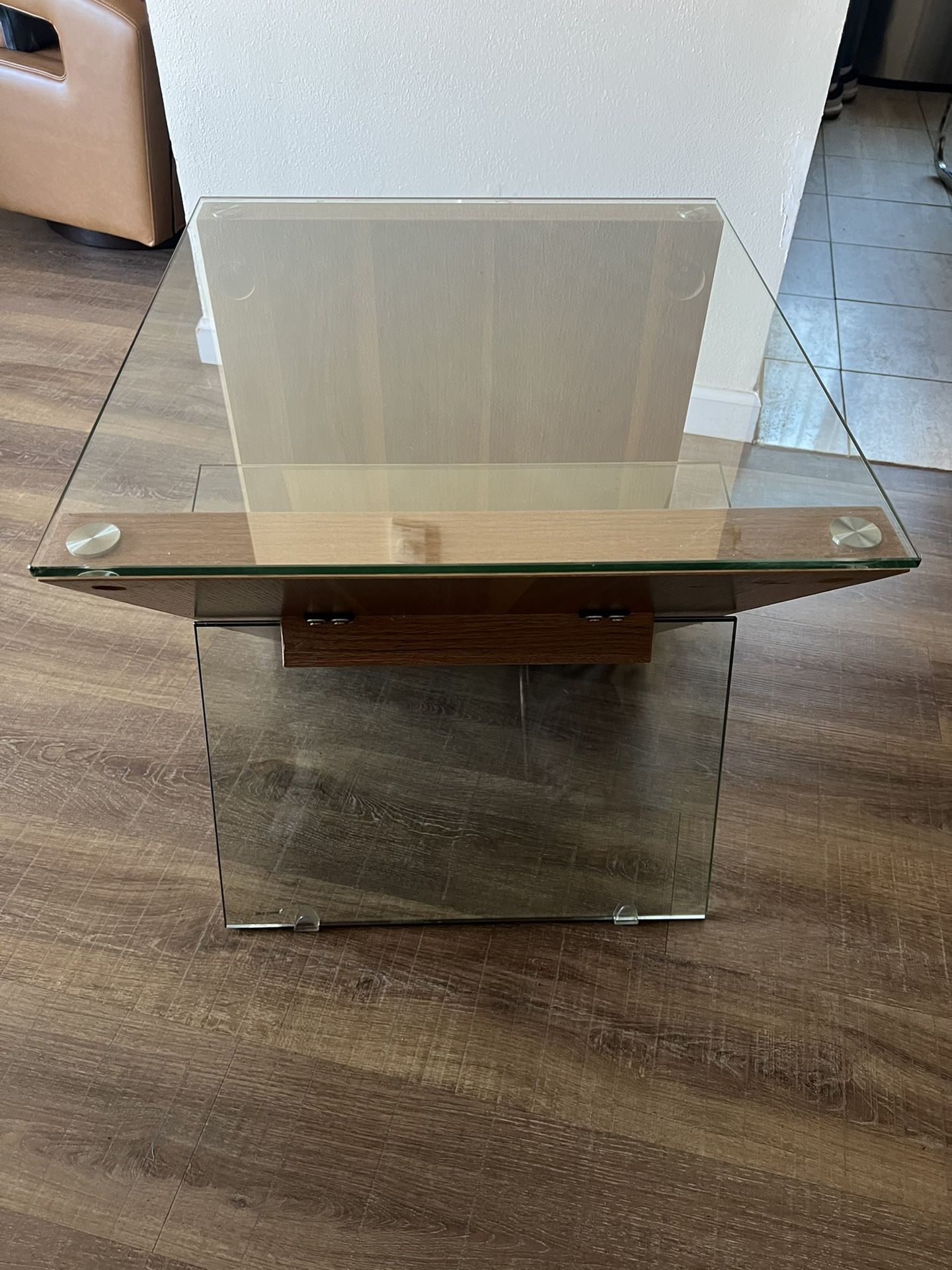 Modern Glass Wood End/side Table