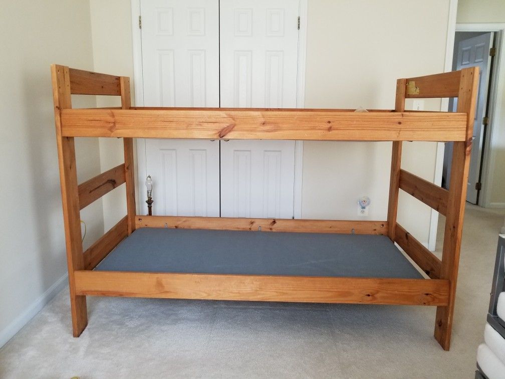 Solid Oak Twin Bunk Bed with Mattress Boards