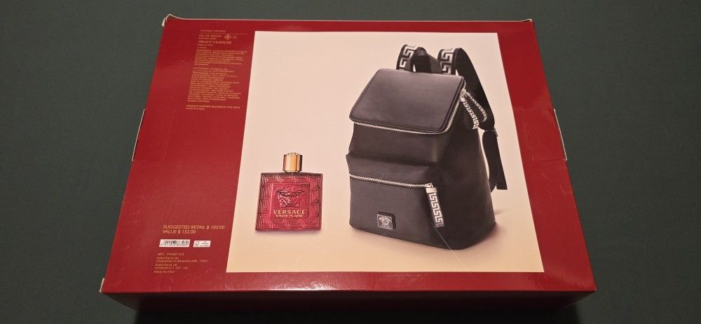 Versace Eros Flame Greek Key Backpack Cologne not included
