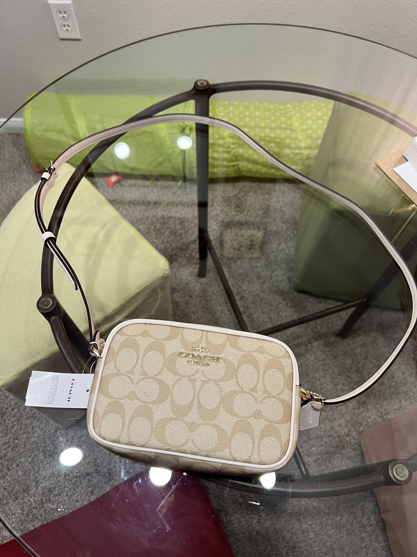COACH Light Khaki Mini Jamie Camera Bag In Signature Canvas