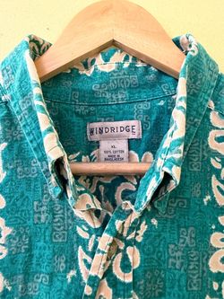 Windridge Teal Printed Cotton Shirt XL