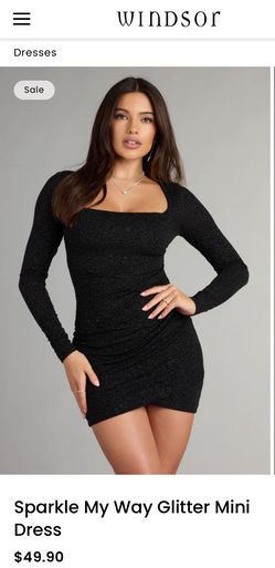 Windsor Sparkle My Way Glitter Mini Dress - Black XL