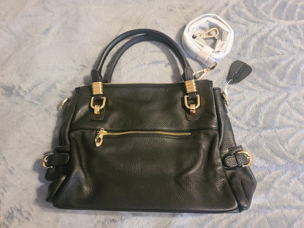Kattee Leather Handbag-Black