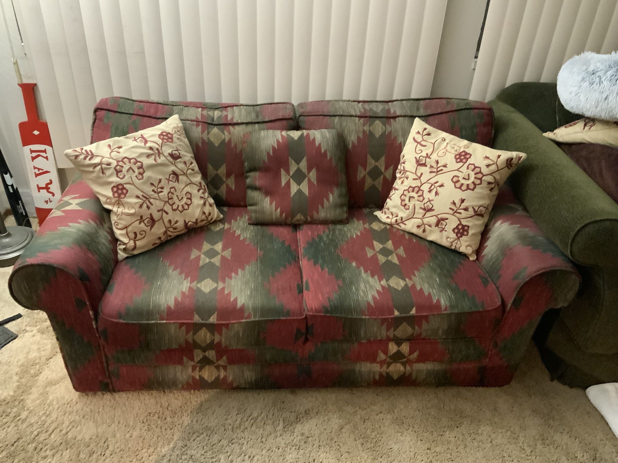 Marge Carson Sofa Love Seat Maroon 38 Inch Depth X 5Ft. Length