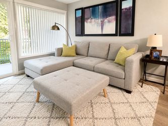 Gray Sectional Sofa with Chaise – Excellent Condition