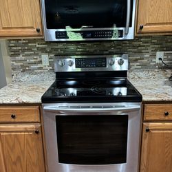 Samsung Glass Top Electric Stove & 2.1 Cu Ft Microwave