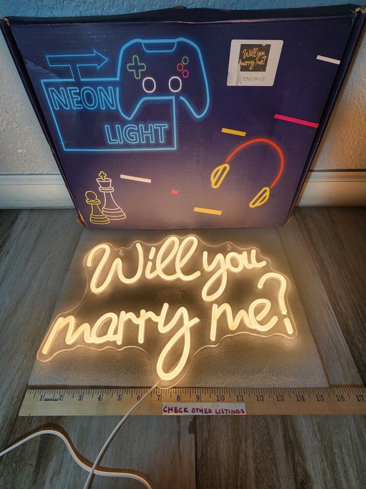 Will You Marry Me Neon Sign, Romantic LED Wedding Neon Light USB Powered, Decoration for Home Wedding Proposal Engagement Backdrop, Gift for Girls Wom