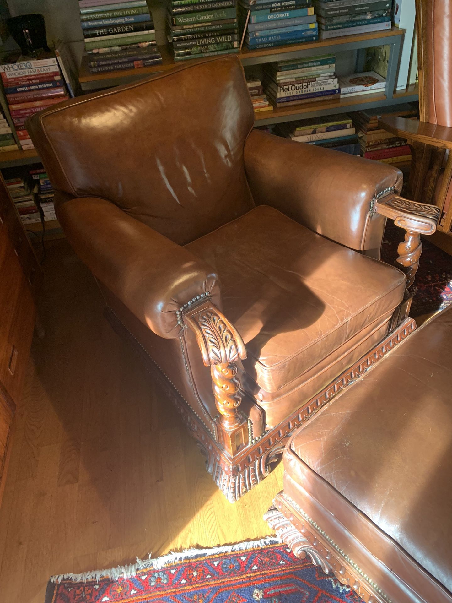 Antique Leather Chair With Ottoman 